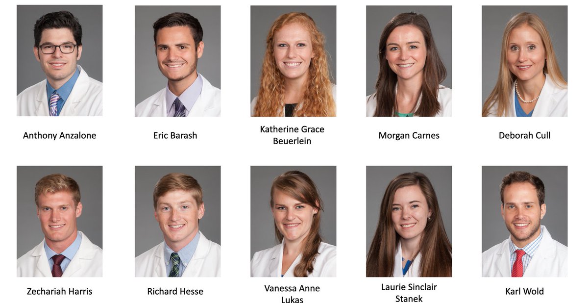 Congratulations to these ten recipients of the 2020 Peacock-Plonk Award for Outstanding Student Clinician. The award was announced this month and is given to the highest clerkship grade of Honors in their year three immersion curriculum clerkship rotations. 
 🎉 #meded #medschool