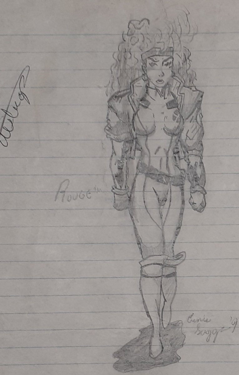 I can't remember who of my friends was into Shi, but I drew that for them. And...man...another "go see a councilor" drawing from school if I ever saw one. My first Rogue drawing at 12! And I dont remember what this guy was for but...wow. 