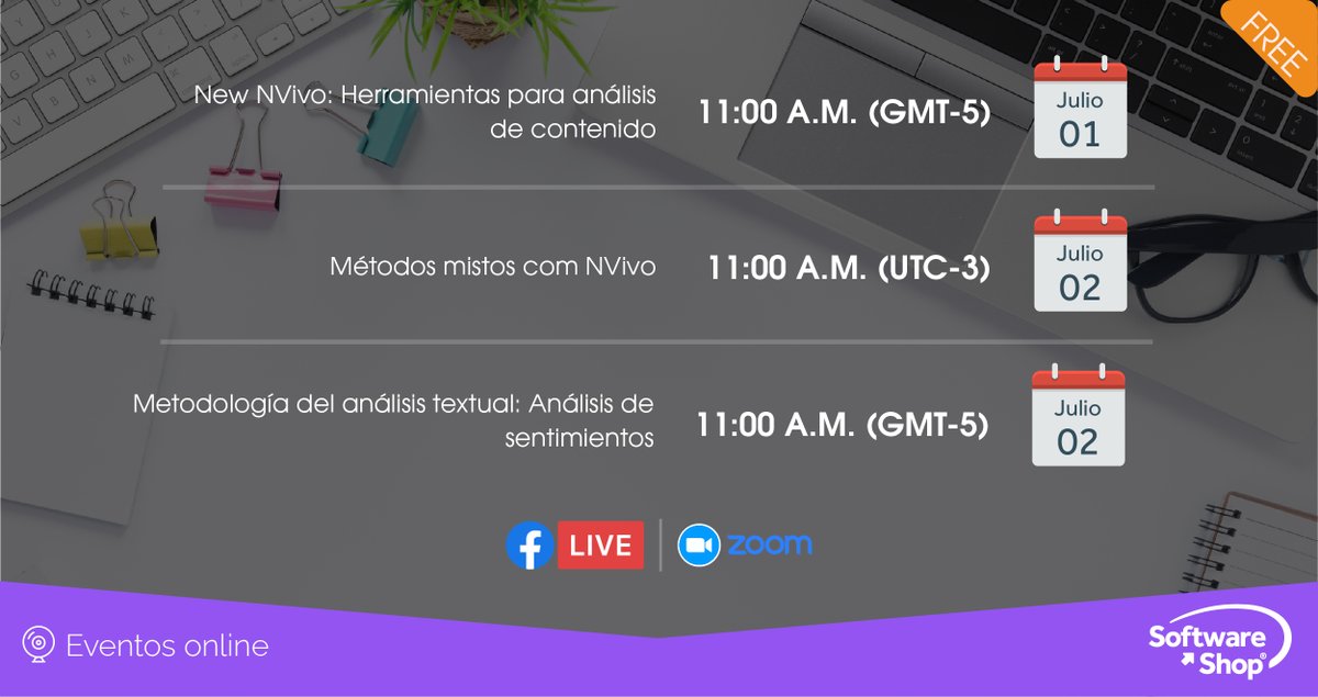 SOFTWAREshopInc's tweet image. 🖥️ 🗓️  Estos son los eventos gratuitos que tenemos esta semana para ti. ¡Conoce más sobre cada uno y regístrate!

↗️  bit.ly/2WjNWxt

#Dataviv #NVivo #NewNVivo