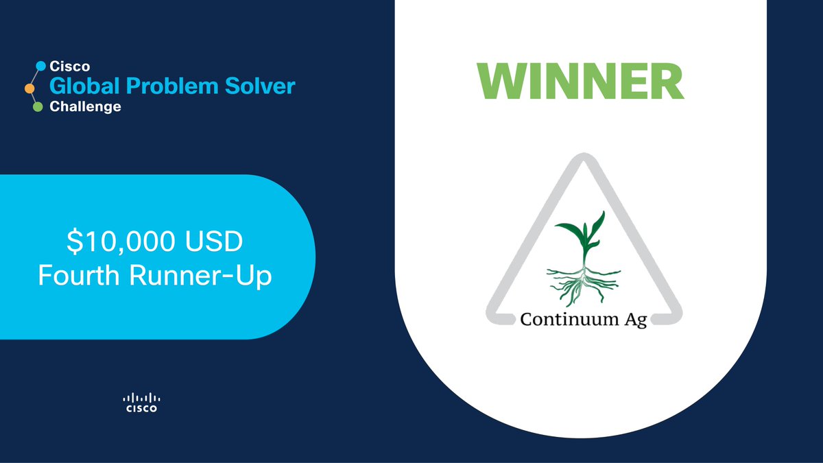 Continuum_Ag's tweet image. We were just named a winner in the Cisco #GlobalProblemSolverChallenge 2021! Check out TopSoil (topsoil.ag) to see the technology we are using to make the world more sustainable! #CiscoCSR #Tech #InnovationChallenge #Entrepreneurship @CiscoChallenge