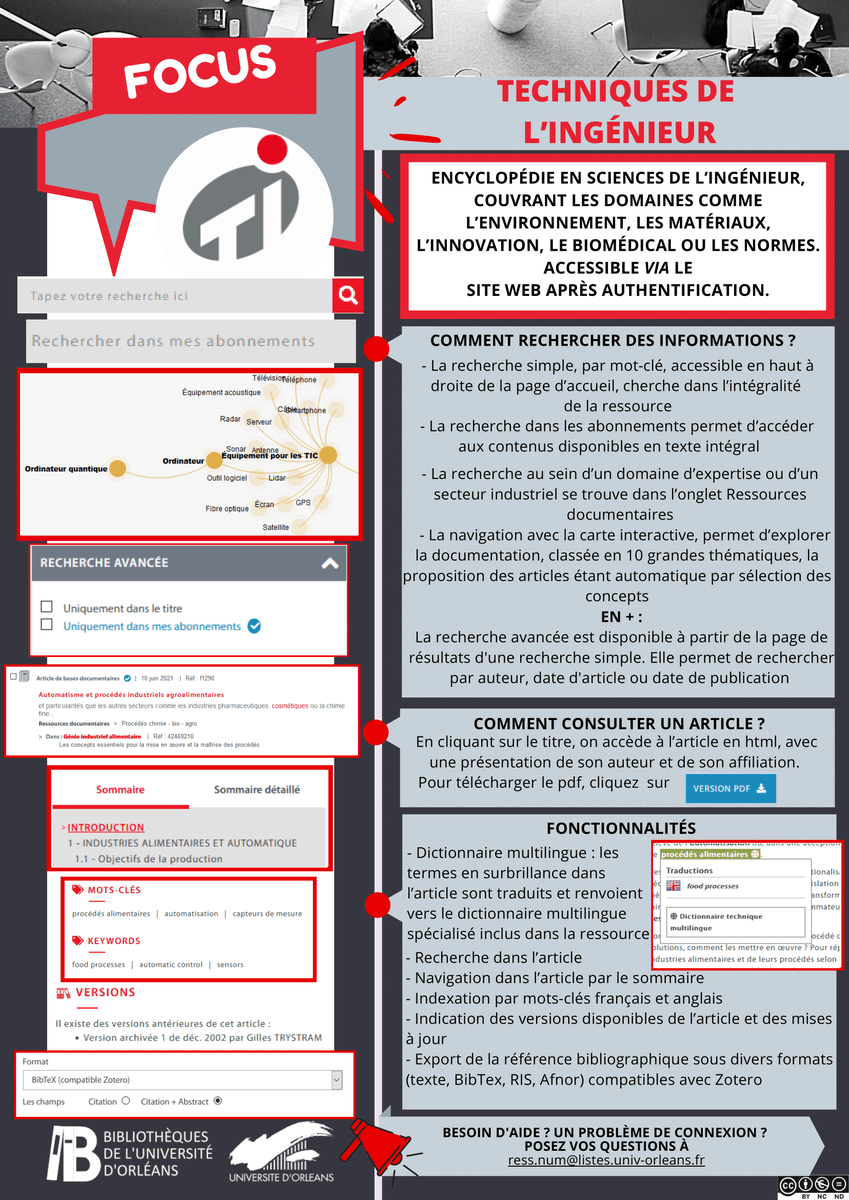 Univ_Orleans's tweet photo. [Focus Ressources ℹ️]

Découvrez le focus réalisé par la BU sur Techniques de l'Ingénieur, base de données en sciences de l'ingénieur, chimie, génie industriel et sciences biomédicales.

Techniques de l'Ingénieur 👉 https://t.co/huFmVKNjdu

#BU #Université #BaseBib https://t.co/Lht6RuytAB