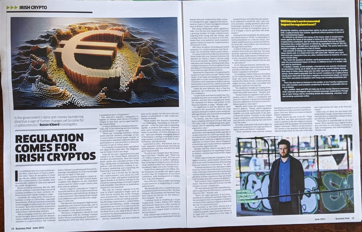 Wachsman (@wachsman_) on Twitter photo This weekend Wachsman’s Managing Director for EMEA, <a href="/Liam_J_Murphy/">Liam Murphy</a>, spoke to the <a href="/businessposthq/">Business Post</a> about new regulations that directly impact the crypto sector in #Ireland and that have implications across the Continent. Read the full article here: businesspost.ie/connected/regu… This weekend Wachsman’s Managing Director for EMEA, <a href="/Liam_J_Murphy/">Liam Murphy</a>, spoke to the <a href="/businessposthq/">Business Post</a> about new regulations that directly impact the crypto sector in #Ireland and that have implications across the Continent. Read the full article here: businesspost.ie/connected/regu…