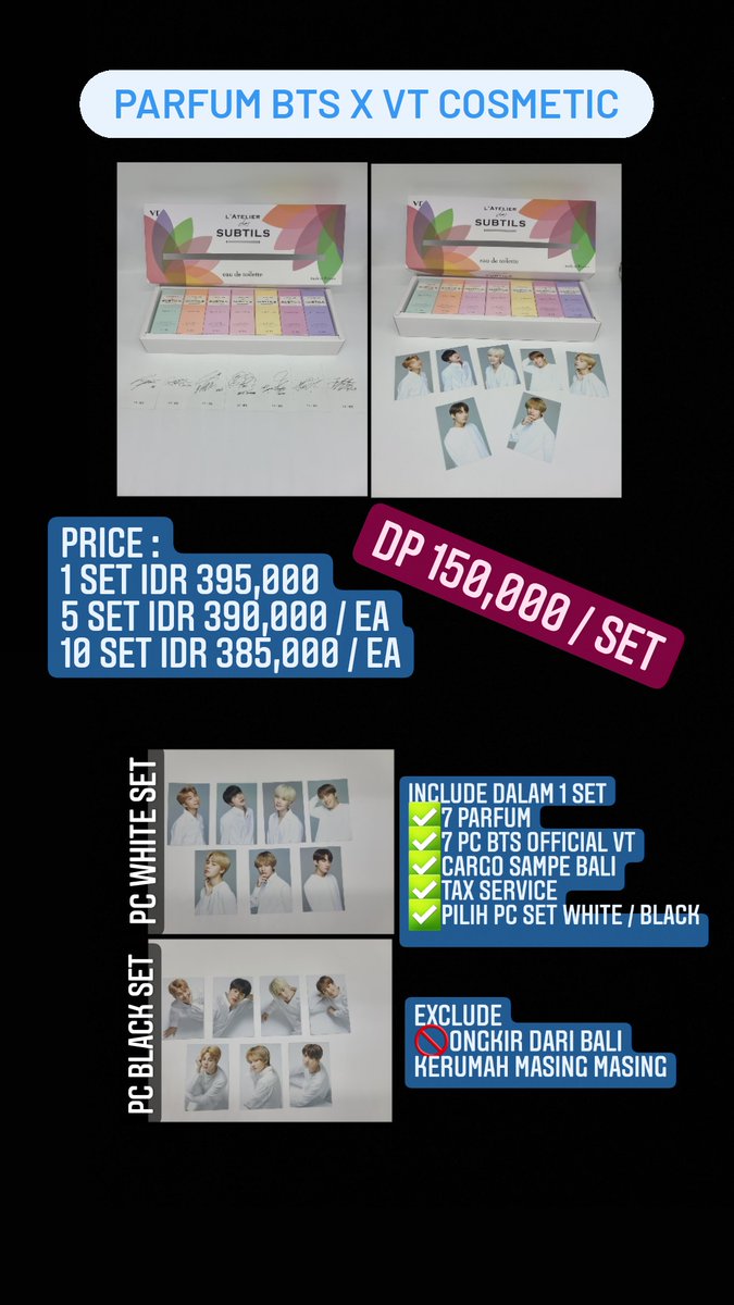 darskurl's tweet photo. BTS x VT Cosmetic Parfum
Geysss mohon bantuannya ya
Aku dpt dari distributor langsung tapi minimal order 200 pcs
Barang mulai di kirim 1 Agustus 2021 (tapi kalo cepet full slot 20 juli 2021 udah dikirim ke Indo)
🥰🥰🥰🥰
#vt #vtcosmetik #bts #btsxvt #BTS_Butter #ARMY #BTSARMY https://t.co/vcGUE8KlkK