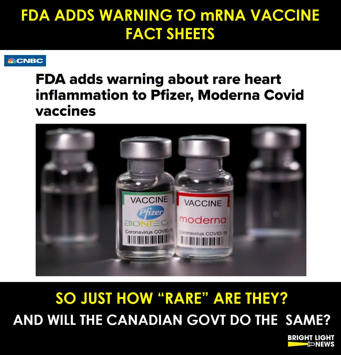 Heart inflammation no so 'rare,' as FDA adds warning to #Pfizer, #Moderna #CovidVaccine fact sheets. Why is the Canadian govt & media silent on this? @cpso_ca @OnCall4ON @dockaurG @DrP_MD @CanAditude @FatEmperor Article: cnbc.com/2021/06/26/fda…