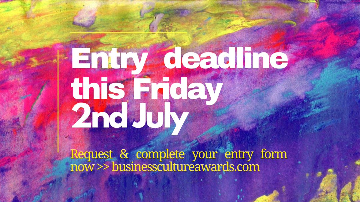 It's the final week to submit your work! Get recognition for your #CompanyCulture &amp; #EmployeeExperience initiative in 2021. Request an entry pack here: businesscultureawards.com/#registerAward