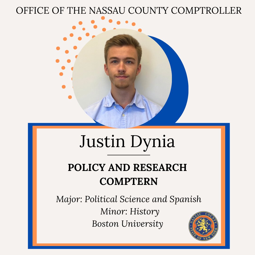 NCComptroller's tweet photo. Justin Dynia is 20 years old from Merrick, New York.
Justin chose our #Comptern program to learn more about how the Nassau County government can help its residents and create a better future. He values time spent with friends and family above all else. https://t.co/qNp3UummhT
