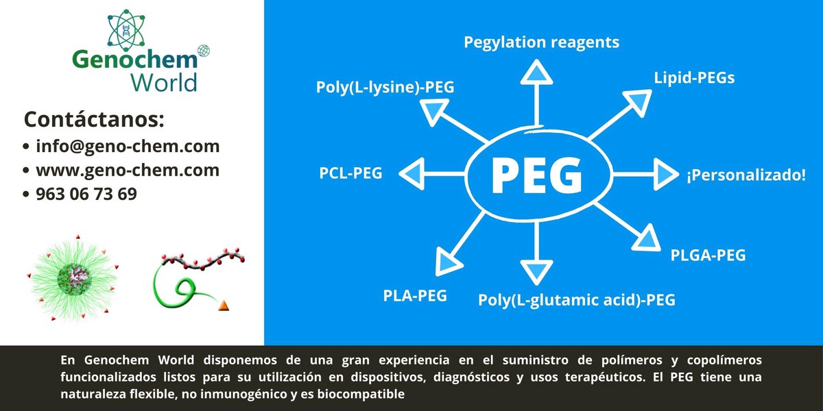 genochem's tweet photo. En #genochemworld disponemos de gran variedad de polímeros para varias aplicaciones en biomedicine y durg delivery o otros. Además nuestra laboratorios pueden preparar otros amediada de tu nescidad. Contáctenos info@geno-chem.com o busca tu polímero en https://t.co/KIXTDsSpQn https://t.co/QnJ5XU6tpq