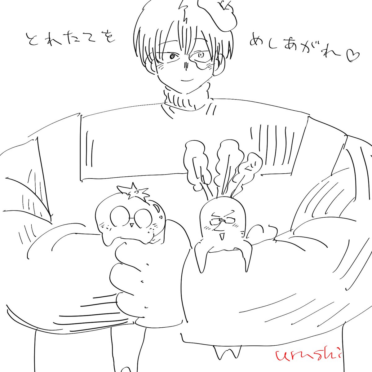 誕生日祝いの様子(肩幅を競い合った) 