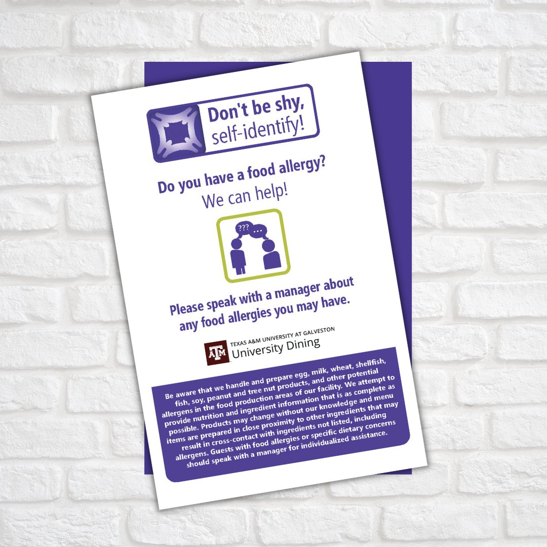 seaaggiedining's tweet image. Do you have a food allergy or dietary restriction? Let us know! We are happy to accommodate you. 
...
Reach out to us by visiting our website dineoncampus.com/tamug and clicking our wellness and sustainability tab. 
...
#selfidentify #accomdations #seaagieefoodie