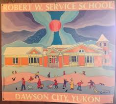 Pretty (s)c(h)ool. Robert Service School is getting re-painted in @VisitDawsonCity to match Ted Harrison's colour scheme from his rendition of the building.