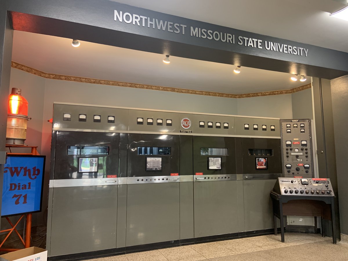 NorthwestAlumni's tweet photo. Did you know that this large machine in Wells Hall is the original radio transmitter from 710 WHB radio station in Kansas City, MO? @CoMMNW21 📻 #BearcatHistory https://t.co/SFfBZf0slS