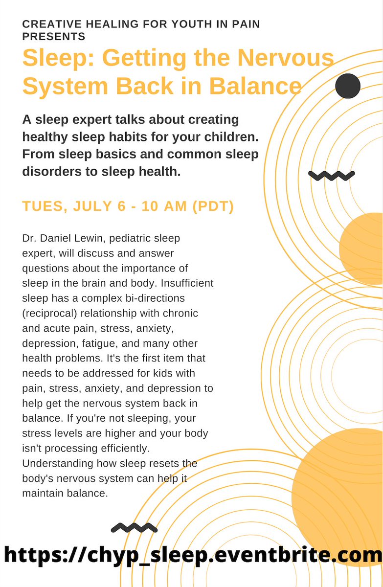 my_chyp's tweet photo. Sleep problems change across childhood. Join us a week from today for our webinar, "Sleep: Getting the Nervous System Back in Balance" with Dr. Daniel Lewin at 10 am (PDT). To register: https://t.co/0BWgdZu4Qp 

#sleep #webinar #parenting #health #kids #wellness #family https://t.co/D3wPIUmbCA
