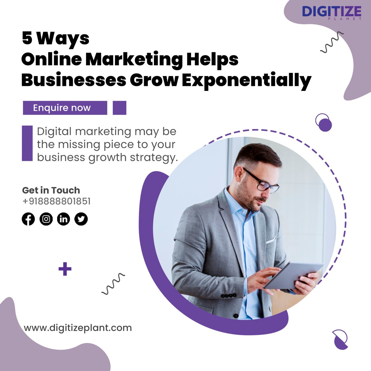 5 Ways Online Marketing Helps Businesses Grow Exponentially.
⚡ DM us or comment below 😇 online with us 🚀.
#DigitalMarketing #digitalart <a href="/digitizeplanet/">Digitize Planet</a> #Digital