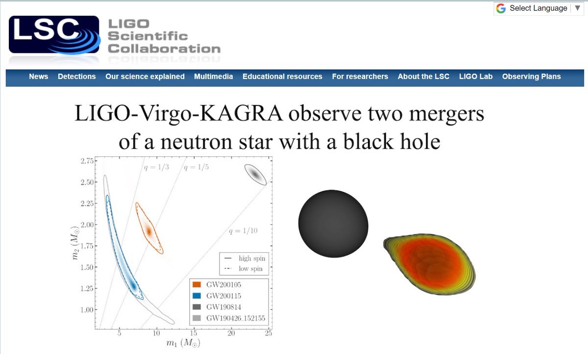 LIGO (@ligo) on Twitter photo Today <a href="/LIGO/">LIGO</a> <a href="/ego_virgo/">EGO & the Virgo Collaboration</a> & <a href="/KAGRA_PR/">KAGRA Gravitational Wave Observatory</a> have exciting news: the first ever confirmed detections of a #NeutronStar #BlackHole binary merger. Find out more at ligo.org and read our discovery paper, published today in ApJ letters dcc.ligo.org/P2000357/public Today <a href="/LIGO/">LIGO</a> <a href="/ego_virgo/">EGO & the Virgo Collaboration</a> & <a href="/KAGRA_PR/">KAGRA Gravitational Wave Observatory</a> have exciting news: the first ever confirmed detections of a #NeutronStar #BlackHole binary merger. Find out more at ligo.org and read our discovery paper, published today in ApJ letters dcc.ligo.org/P2000357/public