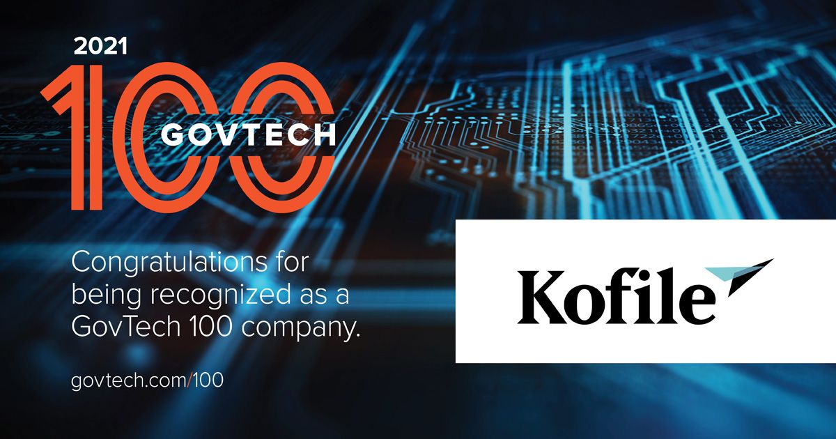 govtechnews's tweet photo. Meet the 2021 #GovTech100 - @wwwKOFILEus digitizes government services so that information is secure, accessible and scalable. Learn more here: https://t.co/kGNLDnFGXJ #stateandlocal https://t.co/WRwrCG6l9q