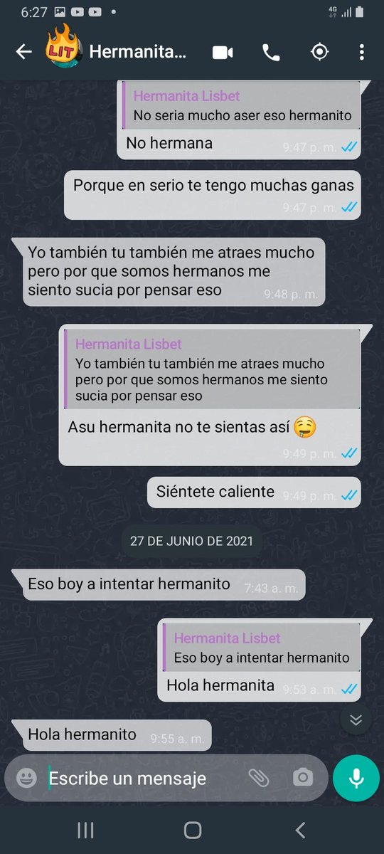 HermanosReal's tweet photo. Chats parte 4. 
Se le quito la calentura y se puso seria , pero seguiré intentando y  mi deseo más grande es cogermela 
Pronto con más chats
#incesto 
#Hermanacaliente 
#Hermanacaliente https://t.co/faFvEKJSEj