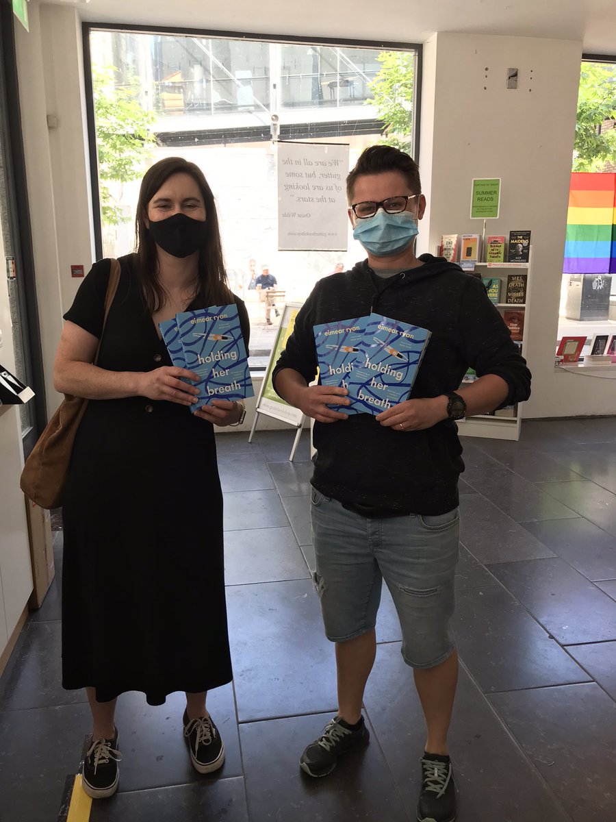 PenguinIEBooks's tweet photo. Such gorgeous weather for a book shop tour stroll around town. Thanks to @gutterbookshop for having us. Signed stock now available of Holding Her Breath by @eimear_ryan! https://t.co/IKqwJyXOqy