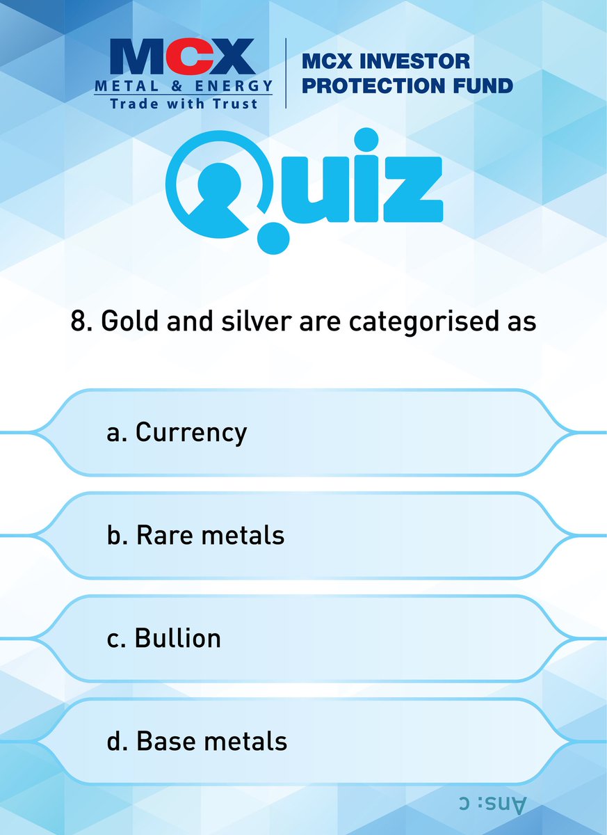MCXIndialtd's tweet image. QUIZ of the Day

#quiz #contest #commodity #awareness #derivatives #futures #options #futuresandoptions