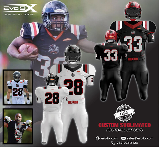 Custom Sublimated Football Jerseys - 𝗠𝗮𝗱𝗲 𝗶𝗻 𝗨𝗦𝗔 - Stylish & Comfortable - 100% customizable with team's number, name & logo - Moisture-wicking Available in all sizes Contact: sales@evo9x.com or Call Now: +1 732-902-2123 #Evo9x #CustomSublimated #FootballJerseys