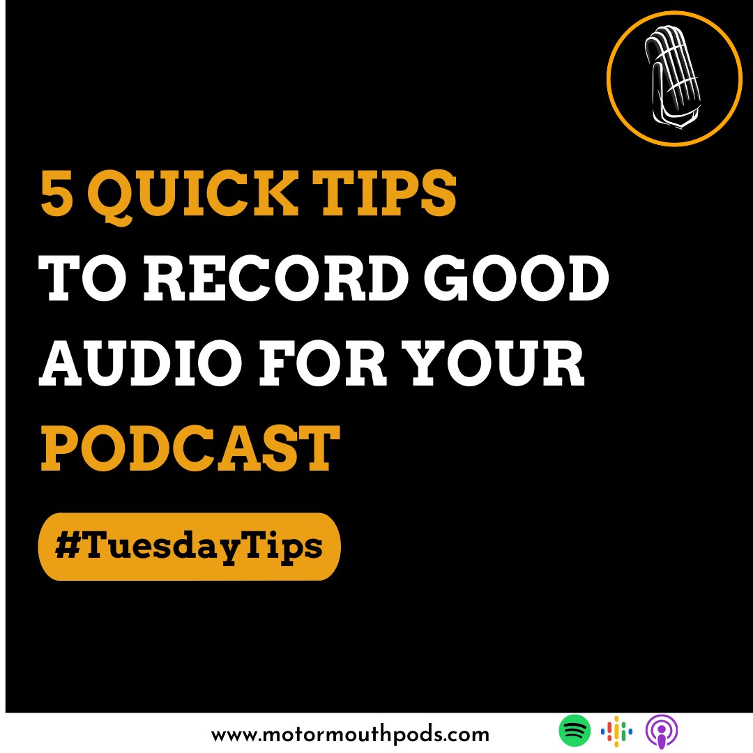 MotorMouthPods's tweet photo. 5 quick tips to record good audio for your podcast (a thread):

@PrateekDSharma #TuesdayTips #MotorMouthPodcasts https://t.co/GoAxfKS0C1