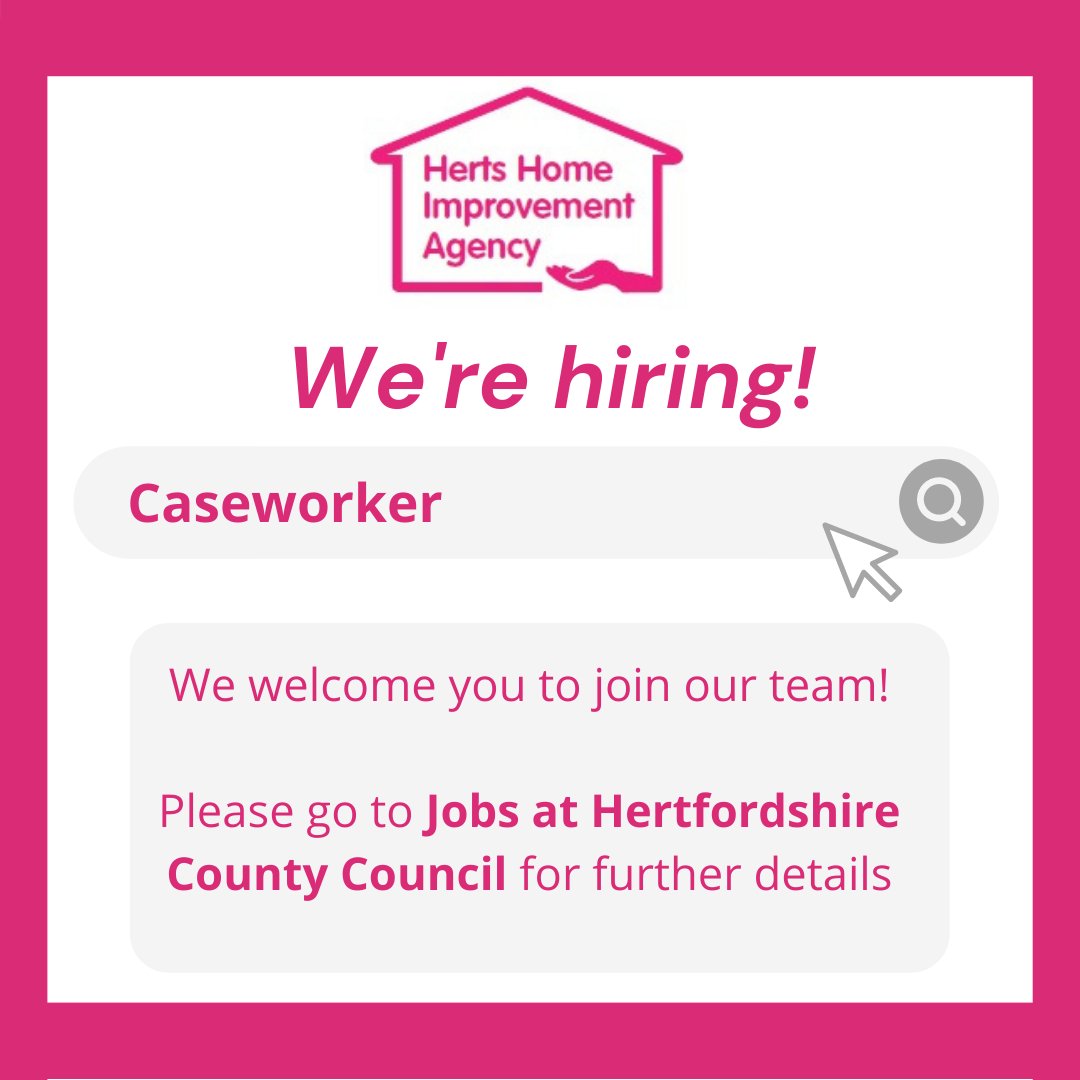 HHIAherts's tweet image. We're hiring! The HHIA are seeking for an individual to join our team as a Caseworker. Please head over to jobs.hertfordshire.gov.uk/home.aspx for more detail.

#newposition #hhia #stevenage