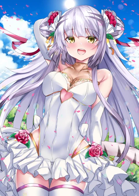 遅くなりましたが花嫁ハクちゃん
#パズドラ 