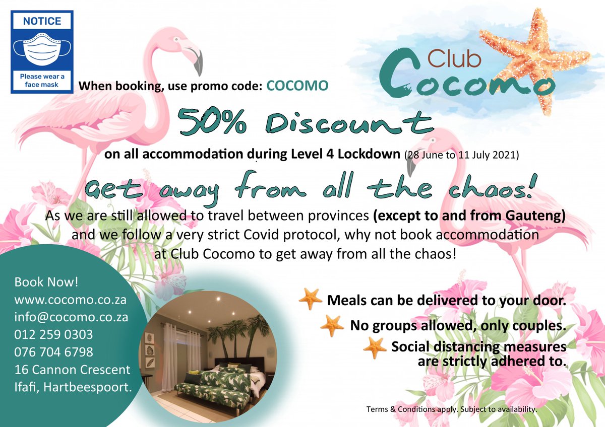 Promo Code: COCOMO
cocomo.co.za
012 259 0303