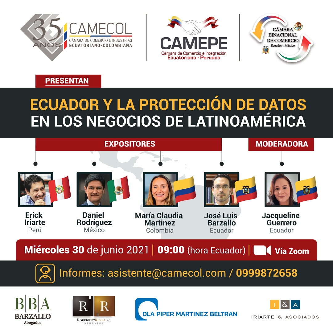 Este miércoles 30 de junio a las 09h00 trataremos sobre la protección de datos para hacer  negocios en Latinoamérica. Están invitados. Inscripciones  en forms.gle/iEQF65am7TggAb…