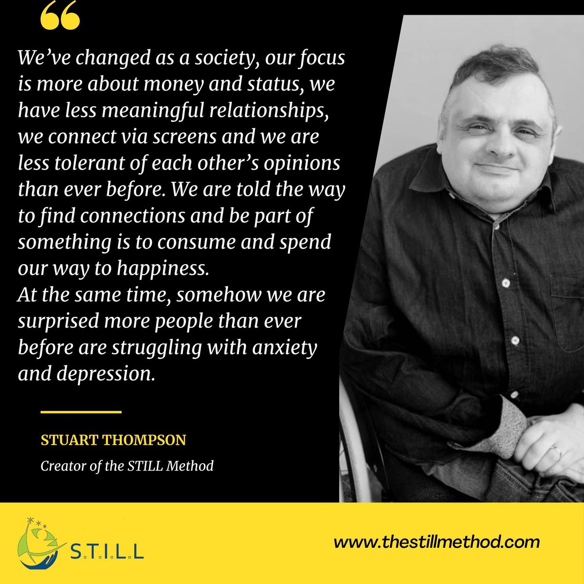 Quote of the day from the creator of The Still Method, Stuart Thompson. The Still Method is a fun, engaging, innovative system to overcome anxiety, gain confidence and raise self esteem. 
#thestillmethod #quotes #quoteoftheday #anxiety #coaching #thoughts