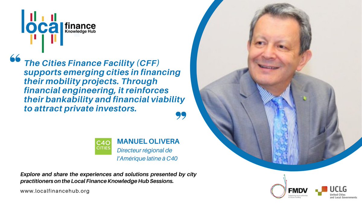 How does the Cities Finance Facility support emerging cities in financing #SustainableMobility?
Discover Manuel Olivera’s interview on the #LocalFinance Knowledge Hub
 👉tinyurl.com/m2ry67mm
<a href="/FMDV_org/">FMDV - Financing Urban Development & Transition</a> with <a href="/uclg_org/">United Cities</a>  <a href="/C40cities/">C40 Cities</a>