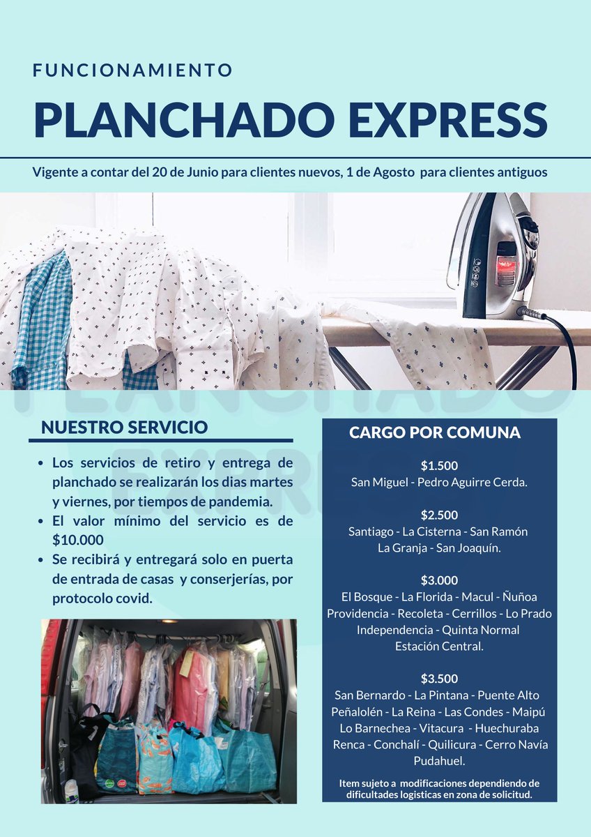 PLANCHADOEXPRSS's tweet photo. ➡️Retiro y entrega a domicilio
➡️+56983584230
➡️https://t.co/XHNGtoOKt0
.
#PlanchadoExpress #servicio #pyme #santiago #felizmartes https://t.co/fiu5ZvNxyv