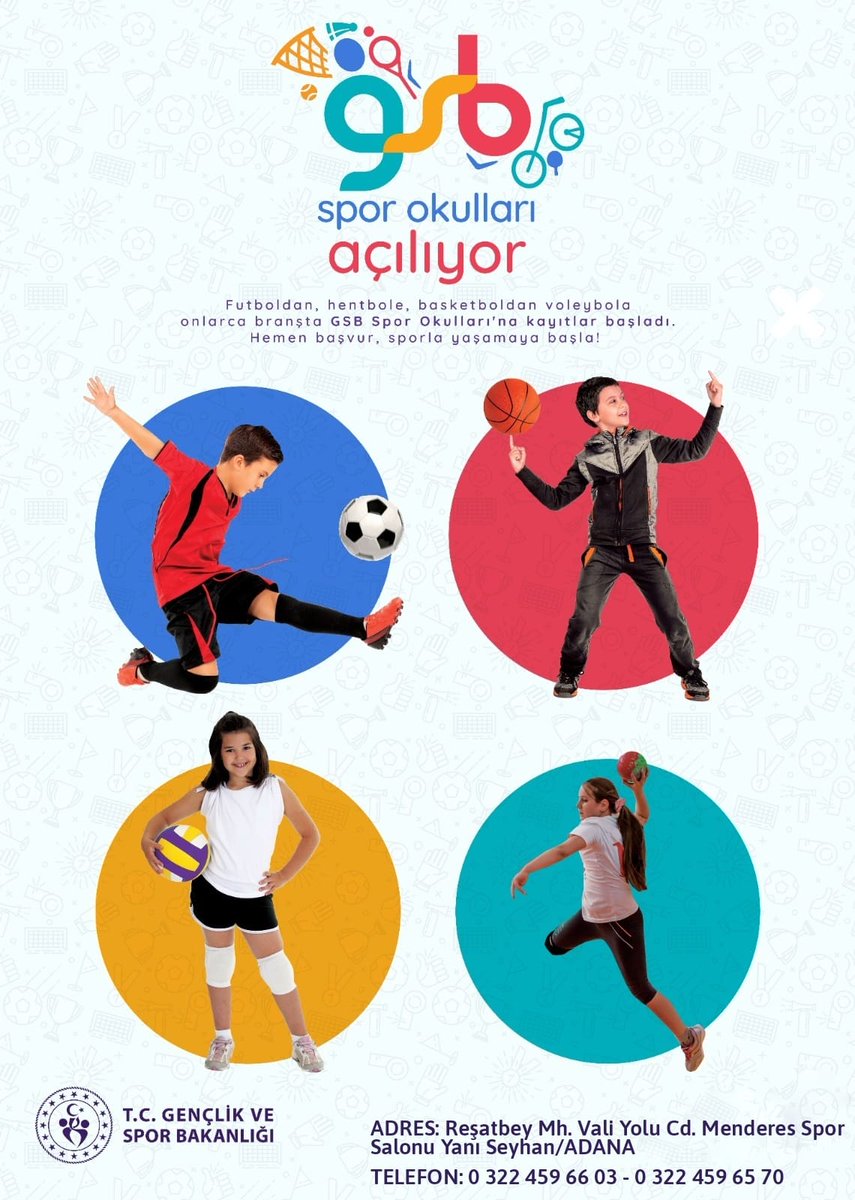 GSB Spor Okulları Açılıyor.
<a href="/gencliksporbak/">Gençlik ve Spor Bakanlığı 🇹🇷</a> <a href="/kasapoglu/">Dr. Mehmet Kasapoğlu</a> <a href="/MCintimar/">Muzaffer ÇİNTİMAR</a> <a href="/GSB_Adana/">Adana Gençlik ve Spor İl Müd.</a>