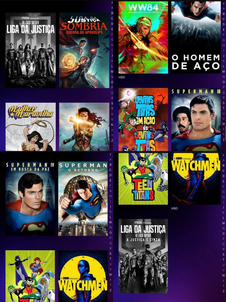 X 上的 DC Brasil：「Alguns dos filmes e séries da DC disponíveis