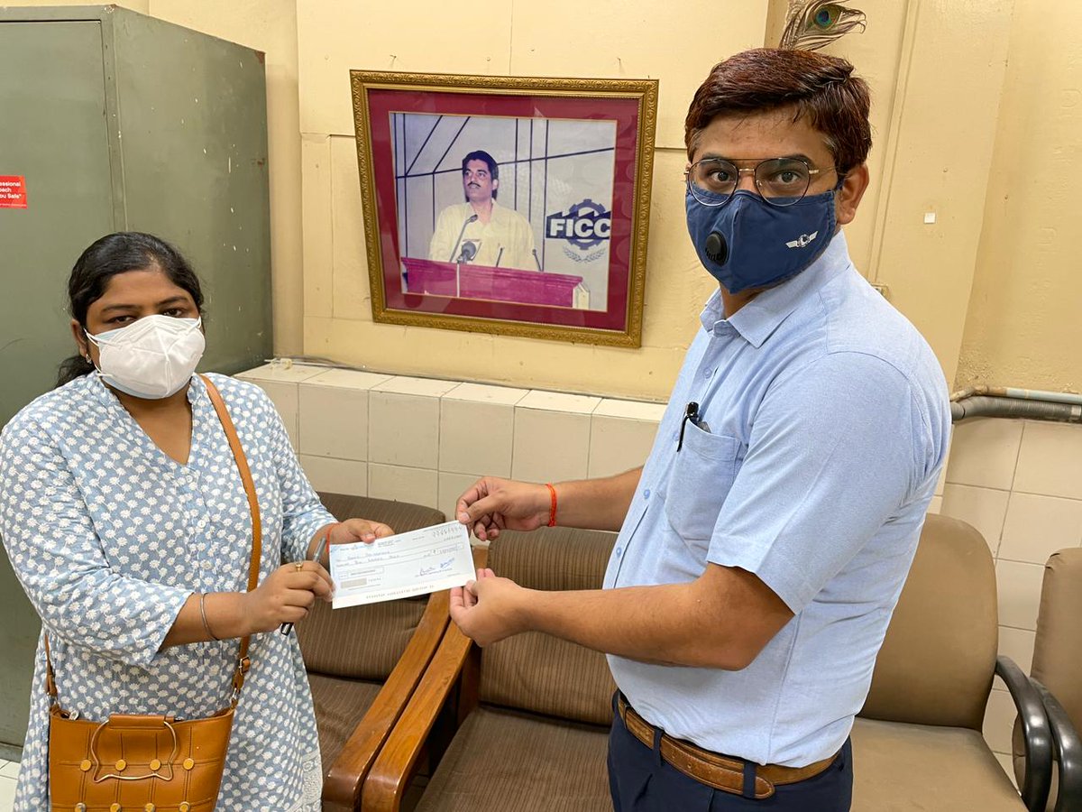 atcguildindia's tweet photo. ATC Guild India extends financial support to the family members of our colleagues, who left for heavenly abode during this pandemic. Today a cheque of ₹ 10 lacs was handed over to w/o late Shri Abhishek Chandra who left us due to COVID. 
@AAI_Official
@MoCA_GoI
@icao
@ifatca https://t.co/IT9mzljlKZ