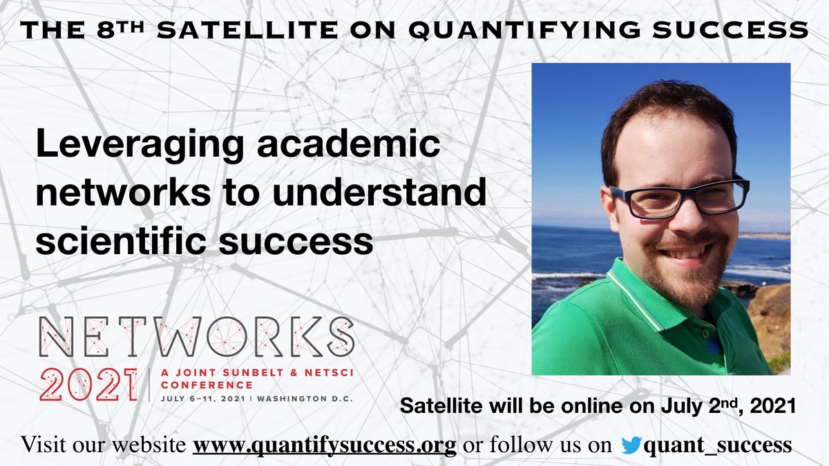 quant_success's tweet photo. Giacomo Livan (@giacomolivan) will be with us @Networks2021 satellite on quantifying success. He will be giving an invited talk titled "Leveraging academic networks to understand scientific success" #quantsuccess https://t.co/FCdREkpEot