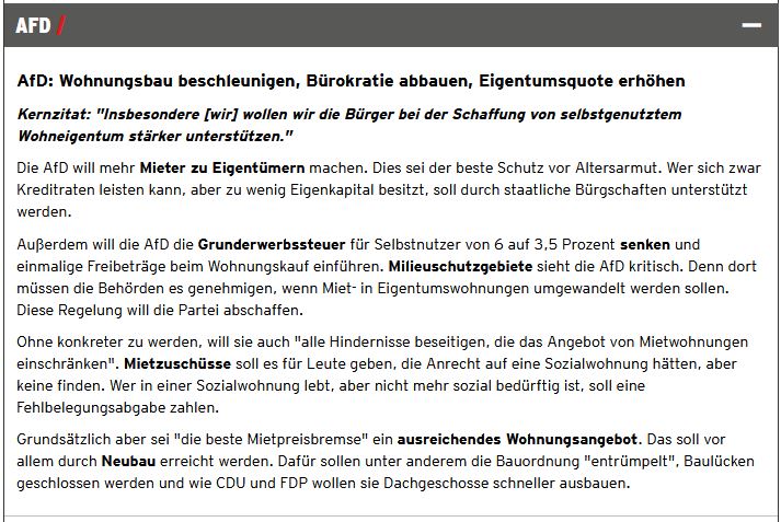 Das planen die Berliner Parteien in der Wohnungspolitik
#Gemeinwohl <a href="/200Haeuser/">200Häuser</a> <a href="/AKS_Gemeinwohl/">AKS Gemeinwohl</a> <a href="/mg_berlin/">Mieter*innengewerkschaft Berlin</a> <a href="/bizimkiez/">Bizim Kiez *account hier inaktiv*</a> #Vorkaufsrecht #VorkaufsratXhain
1/6 AFD