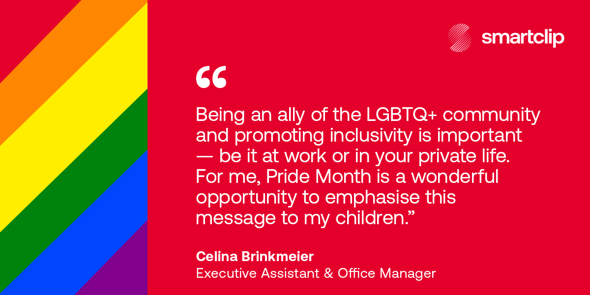 smartclipEurope's tweet photo. Different perspectives are an integral part of diversity and today, weโre proud to introduce Celina Brinkmeier, our Executive Assistant & Office Manager, who speaks candidly about what #Pride Month means to her. #beproud #lgbtqpride #smartandproud https://t.co/JUdiZWgsn8