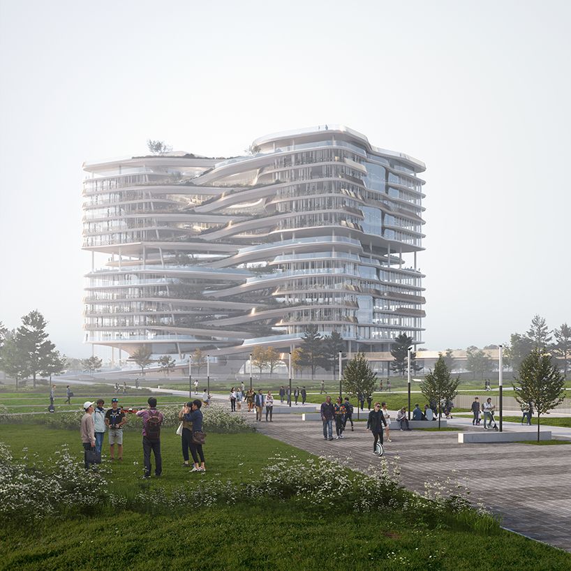 designboom's tweet photo. NBBJ unveils its hana bank headquarters in korea as a restorative workplace where nature is woven into the undulating design. https://t.co/Y6WAV1YEbb https://t.co/MgXvkVCD45