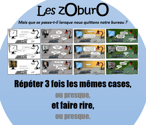 ssteveauteur's tweet photo. Les zOburO !
un projet de 2010, plus d'une centaine de strips, que je ramène à la vie en 2021 !
Histoire de (sou)rire un peu !
#humour #bd https://t.co/33gixMnXZS