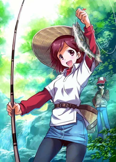 夜の部となりましたが、ミリシタ4周年と美咲ちゃんお誕生日おめでとう御座います。一昨年の合同本への寄稿絵ですが、いつも劇場をアイドルを助けてくれてる美咲ちゃんに慰労を込めて渓流釣りのご褒美を。
#青羽美咲誕生祭2021 #ミリシタ4周年 