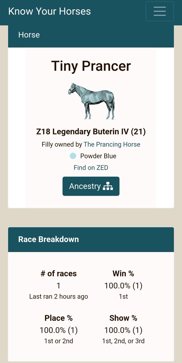 kryptojumpman's tweet photo. @knowyourhorses First ever bred horse and it won its griffy π€― so im stoked with breeding so far π #TinyPrancer #ThePrancingHorse https://t.co/enmD8tKAAR