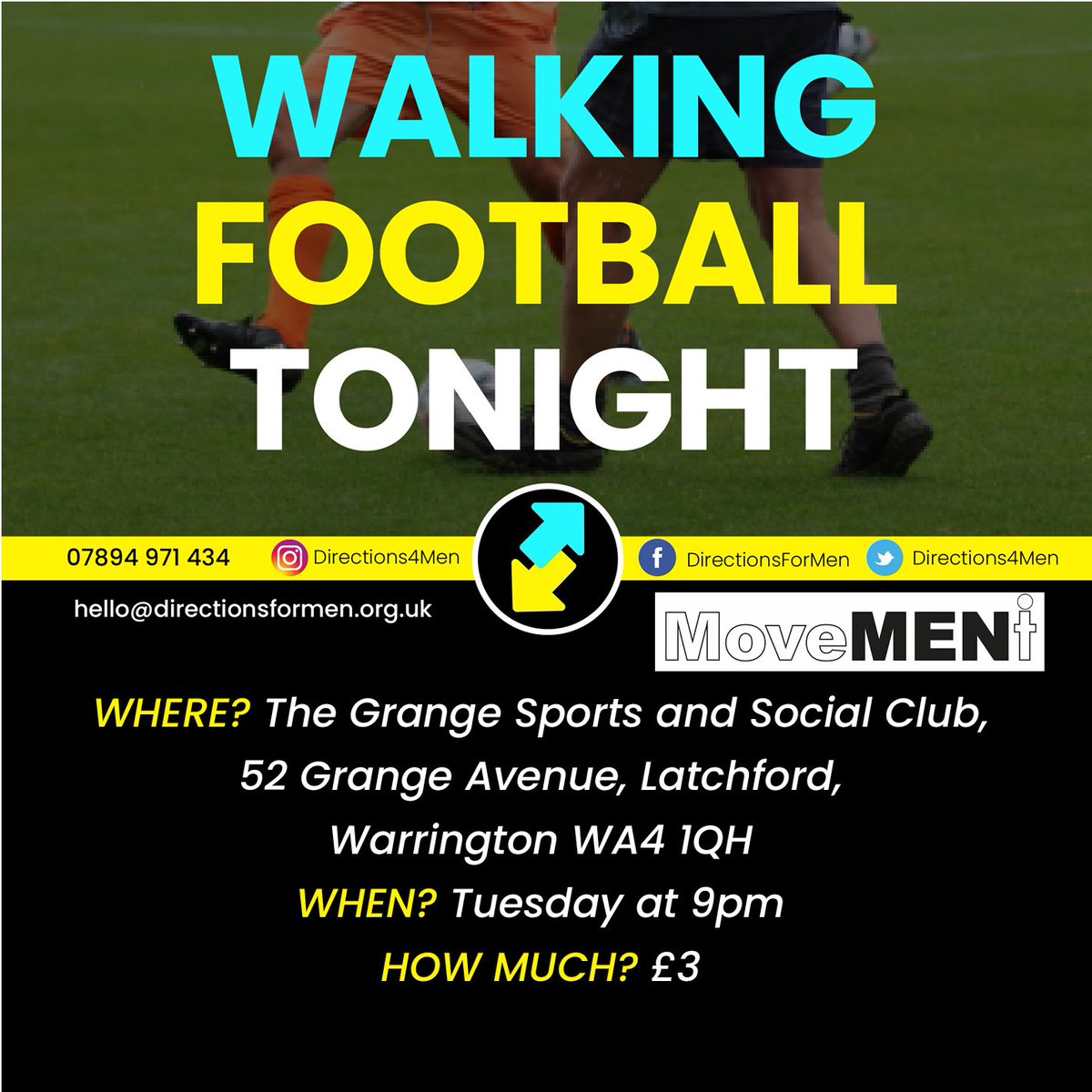MoveMENt_WA's tweet photo. Guys don't forget there's an opportunity to stretch both your legs & minds tonight, whilst kicking a ball with other blokes. This may be the place you need to be tonight, good company, & relaxed supportive atmosphere. Skill & fitness optional, that will grow #GetItShared
πβ€οΈπͺπ»ππ½ https://t.co/Dp409jc9Sf