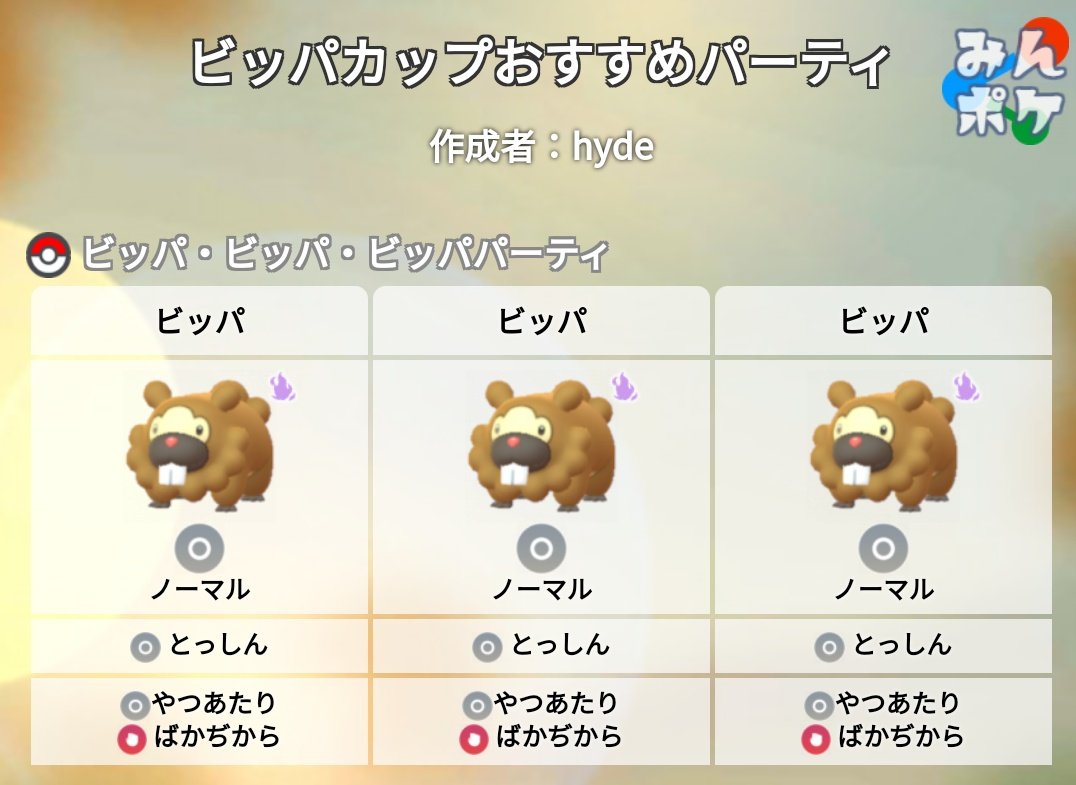 ポケモンgo攻略 みんポケ ビッパカップのおすすめパーティ ビッパカップ当日はシャドウビッパを捕まえて技開放することで ばかぢからを覚えさせましょう シャドウビッパのばかぢからは 通常のビッパを一撃で倒せます もし技開放でばかぢからを ポケモンgo攻略 みんポケ ビッパカップのおすすめパーティ ビッパカップ当日はシャドウビッパを捕まえて技開放することで ばかぢからを覚えさせましょう シャドウビッパのばかぢからは 通常のビッパを一撃で倒せます もし技開放でばかぢからを