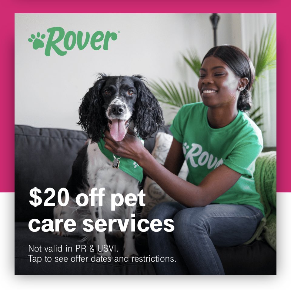 Open your #TMobileTuesdays app and get yourself a night of dog sitting! $20 off, good until the end of July.  
🐶 🐩 🐕 I’ve heard great things about #Rover 🐾!