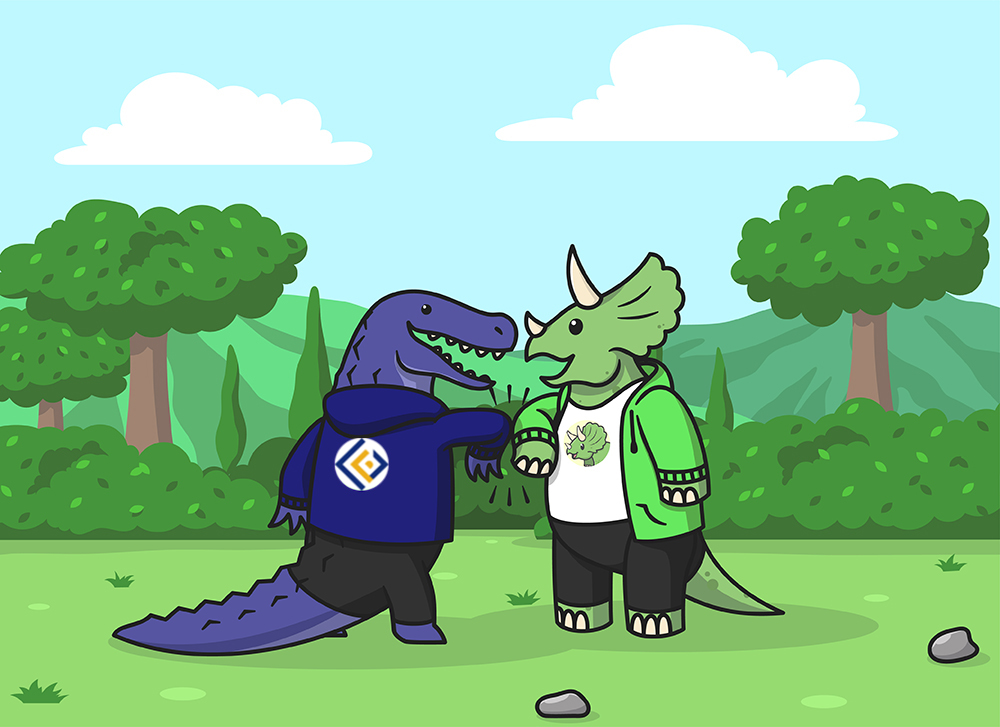 GREENHOUSEDEX's tweet photo. The $DINO Fam is happy to welcome @DFG_OfficiaI and @TheSpartanGroup as investors. 

We are very excited to work together on promoting cross-chain liquidity starting on @0xPolygon and expanding abroad! https://t.co/QiltKH05Zv