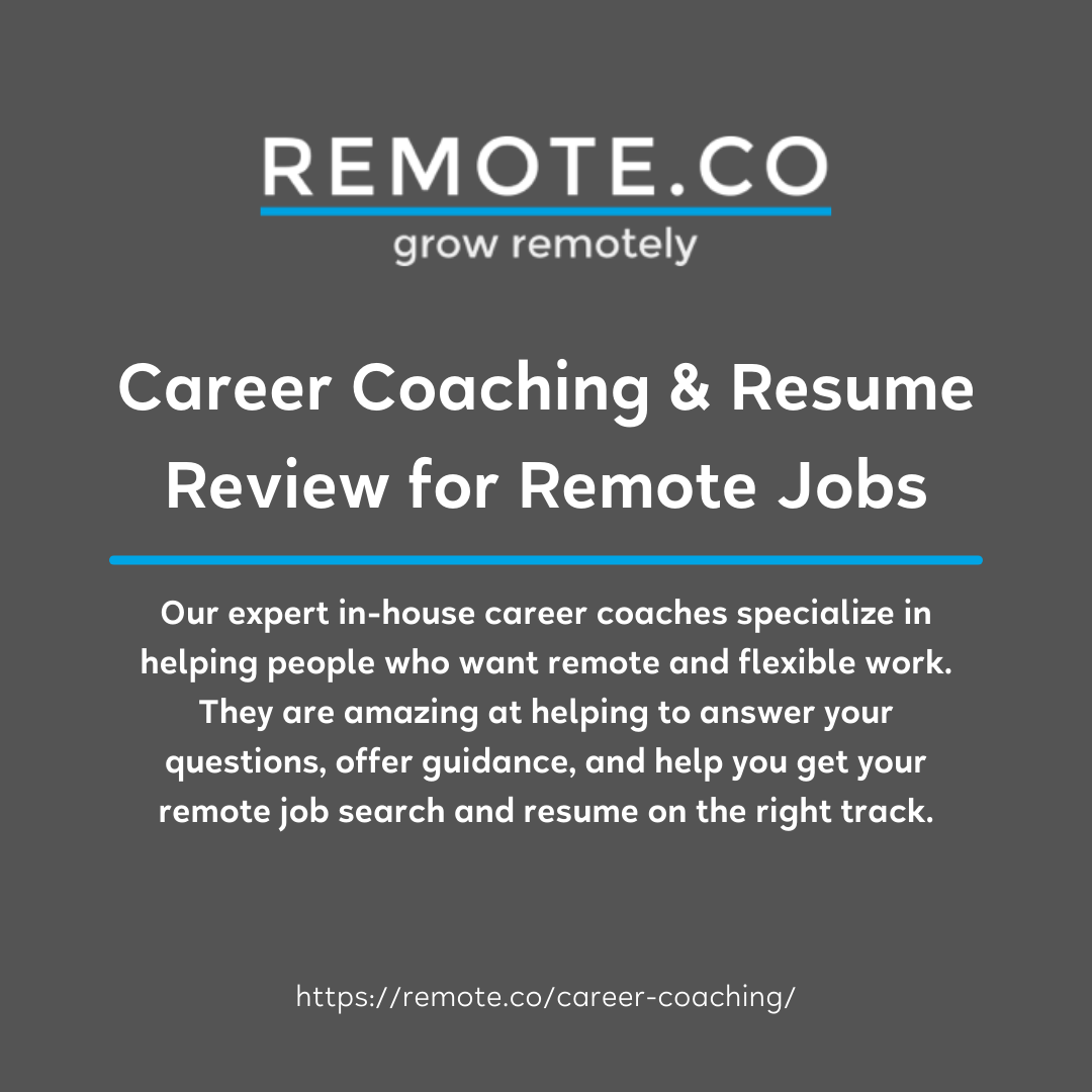 Need support and guidance in your career? Our Career Coaches are here to help! Learn more here: remote.co/career-coachin… #careeradvice #jobsearchtips #remotework #careercoaching #resumetips