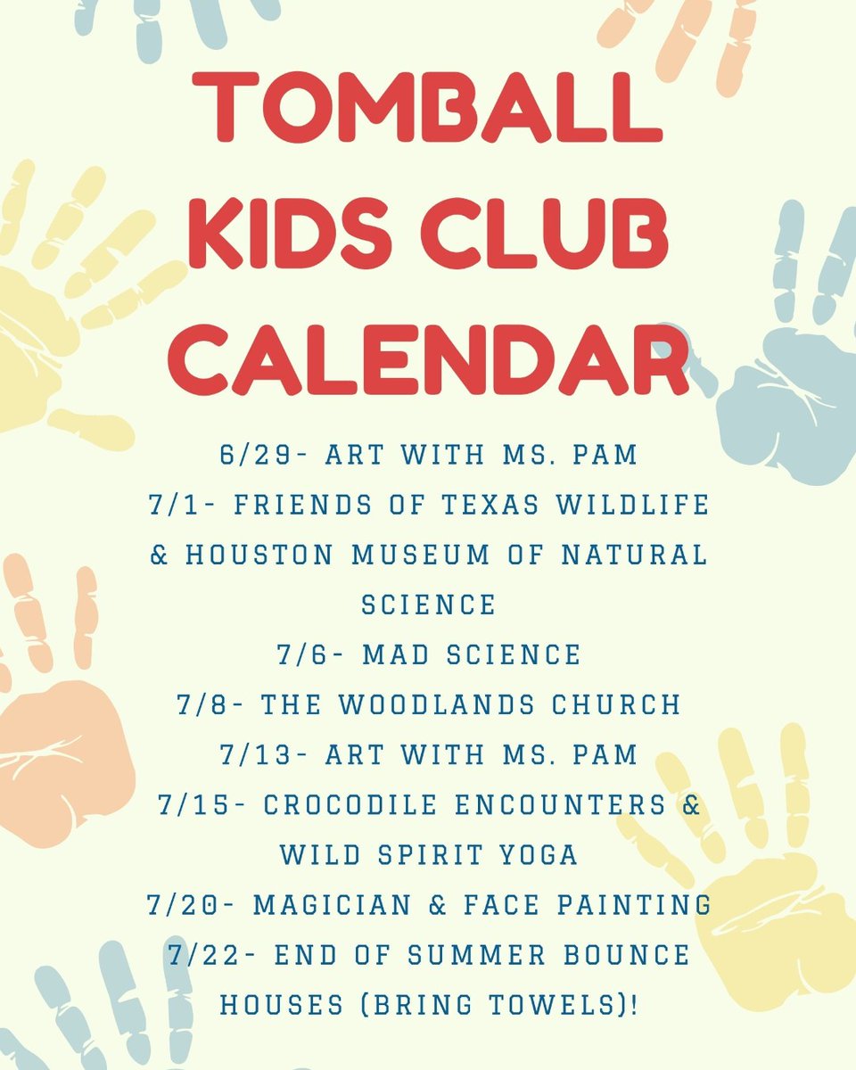 Wondering what activities we've got planned for the rest of Kids Club?