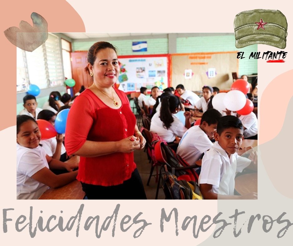 #29Junio Felicitamos a todos los maestros Nicaraguenses en su día, el pueblo y la Revolución agradece ese gran gesto y dedicación que han mostrado a lo largo de su carrera haciendo honor a la frase: 'Y También enséñales a leer' ❤🖤✌🇳🇮