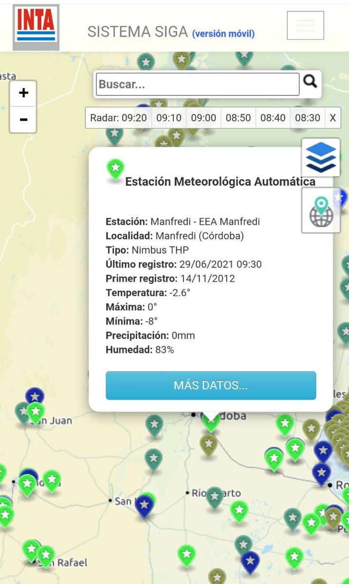 Machazas heladas... ❄🥶
 
Hoy la estación meteorológica de <a href="/IntaManfredi/">INTA Manfredi</a> marcó una temperatura mínima de -8°.