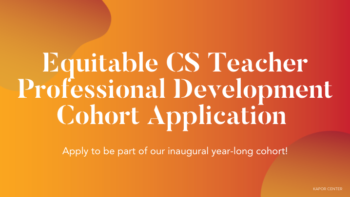 Calling all CS Teachers! Apply to be a part of our inaugural cohort that aids in equipping teachers to create and foster quality, anti-racist, justice-seeking, and inclusive CS classrooms for all students! Application Deadline is 7/19 12pm PST! surveymonkey.com/r/5NW2F8Z